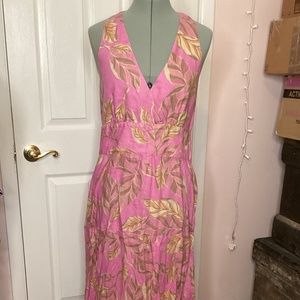 Garnet hill linen v neck dress Womens 12P